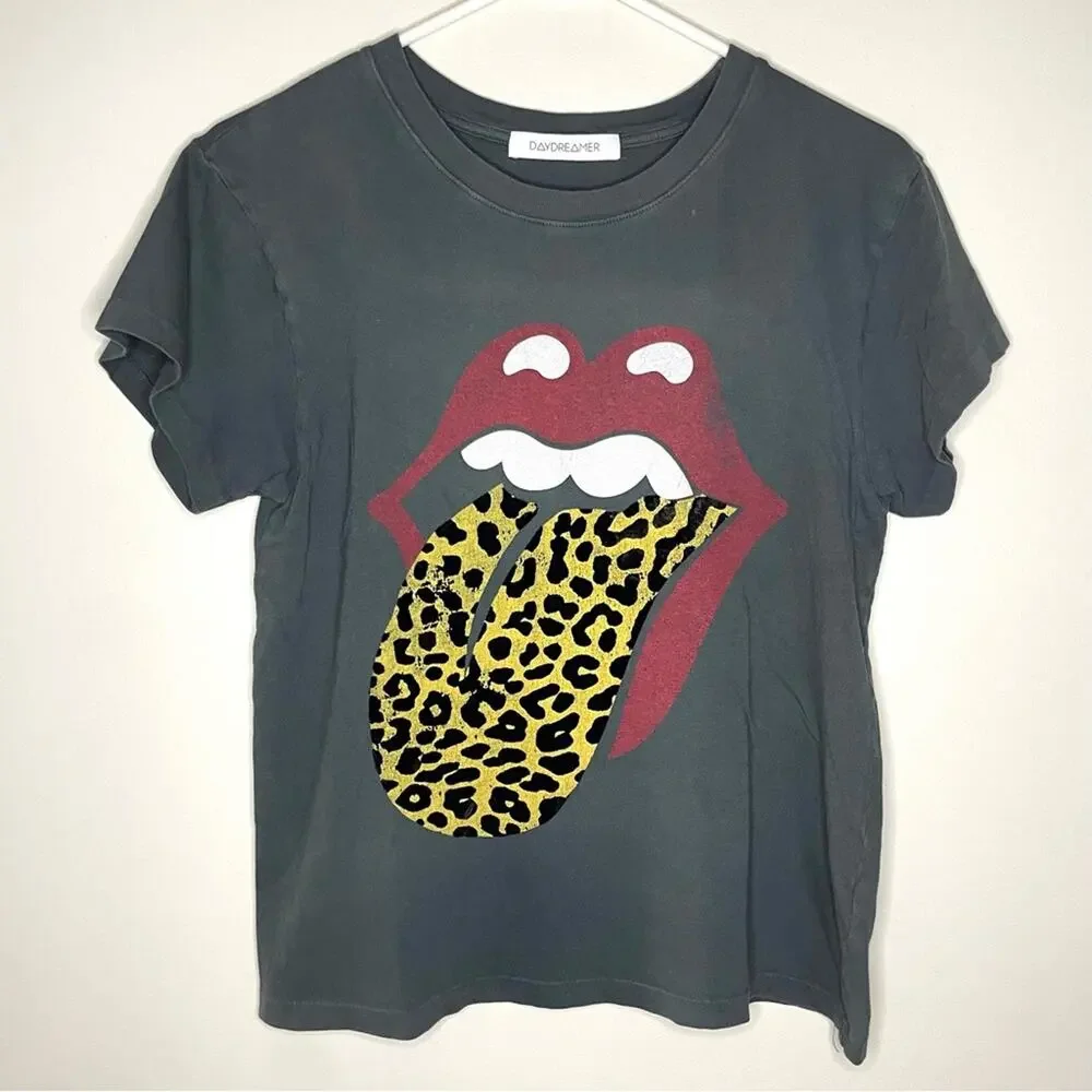Daydreamer Rolling Stones Flocked Leopard Tongue Tee Size XS - Picture 5 of 9